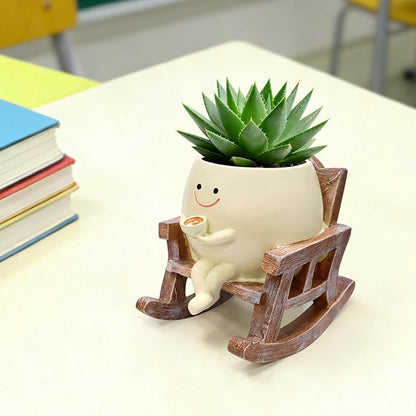 Smiley Face Planter Pot,Cute Plant Pots for Indoor Outdoor with Drainage Hole,Unique Funny Flower Pot for Succulents,Plant Gifts for Mother's Day, Birthday, Christmas