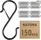 150 Pcs S Hooks for Hanging Heavy Duty, 3.5-inch Heavy Duty Metal S Hook with Safety Buckle, Suitable for 0.5 inch Rods, S Hook for Hanging Plants, Closet, Kitchen Utensil, Pot, Pan, Bags