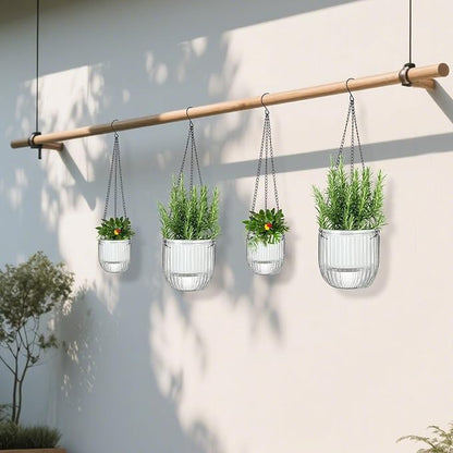 Self-Watering Hanging Planter for Indoor Plants - Easy Care, Long Lasting - Perfect for Herbs, Succulents, and More (White Transparent)