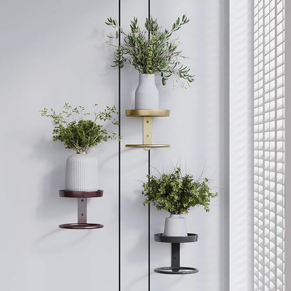 Metal Wall Planters Mid Century Modern Floating Shelves for Indoor Hanging Plants, Space-Saving Vertical Garden for Home & Office 3 Pack Black