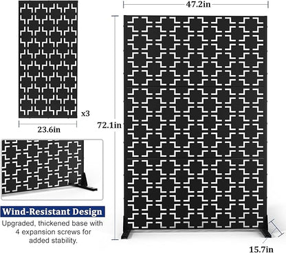 Outdoor Privacy Screen,72" H×47" W Metal Privacy Screen, Freestanding Privacy Fence Panels for Patio