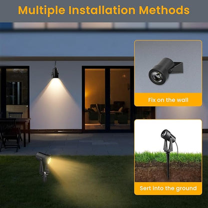 Low Voltage Landscape Lighting,4 Pack Outdoor LED Landscape Spotlights with Transformer 27V Garden Lights Pathway Lights IP65 Waterproof 3000K Warm White