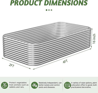 3 Pack Tall 4x2FT Corrugated Galvanized Steel Raised Garden Bed Outdoor, Metal Above Ground Garden Bed for Vegetables and Flowers, Raised Beds for Gardening