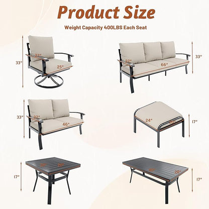 HOMREST Outdoor Loveseat Aluminum Patio Furniture Sofa, All-Weather Metal Outdoor Couch with Cushions, Beige
