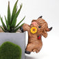 CXYCzsbjCute Rock Climbing Highland Bull Statue Flowerpot Hugging Device, Resin Hanging Highland Bull Statue Outdoor Decorative Fence, Courtyard Lawn Garden Courtyard Decoration