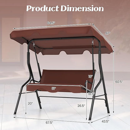 Porch Swing Outdoor, 3 Person Patio Swing w/Removable Cushion, Stand & - Image 9