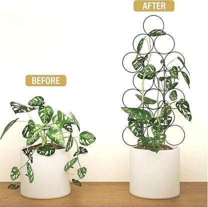 Trellis for Climbing Plants Indoor, 3 Pack Stackable Garden Trellis for Potted Plant Support, 14.2 Inch Small Houseplant Metal Wire Trellis for Vine Ivy Rose Plant Trellis (Black)