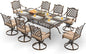 9-Piece Cast Aluminum Patio Furniture, Outdoor Dining Sets for 8 Include 87" Rectangular Patio Dining Table and 8 Swivel Chairs with Cushions & Umbrella Hole(Bronze)