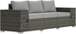 Outsunny 3 Seater Wicker Sofa with 2 Storage Side Tables and Thickened Cushions, Rattan Outdoor Patio Sofa with Wide Armrests, Wicker Outdoor Couch for Porch, Garden, Backyard, Gray
