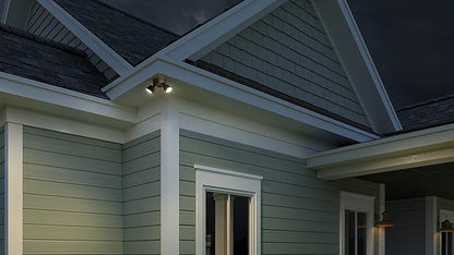Lithonia Lighting HomeGuard 2-Light LED Outdoor Flood Lights, Outdoor LED Lights, Dusk to Dawn Sensor, Adjustable Lumens, Selectable Color, Round Heads, Dark Bronze (HGX LED 2RH ALO SWW2 120 PE DDB)