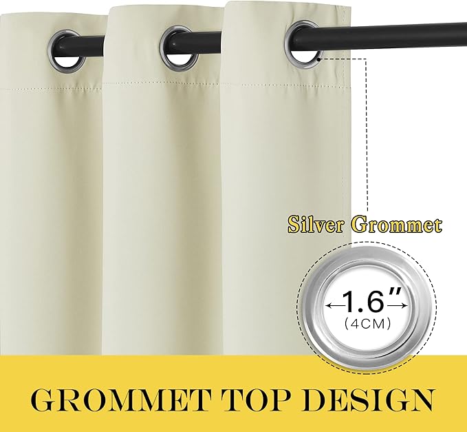 NICETOWN Blackout Living Room Curtain 102 inch Length - Grommet Thermal Insulated Cold & Heat Blocking Window Treatment Sound Reducing Drape for Bedroom (Beige, 1 Piece, W66 x L102)