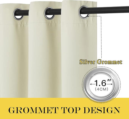 NICETOWN Blackout Bedroom Curtain 78 inches Length - Grommet Sound Reducing Window Treatment Privacy Drape Room Darkening Light Blocking for Living Room (Beige, 1 Panel, W52 x L78)
