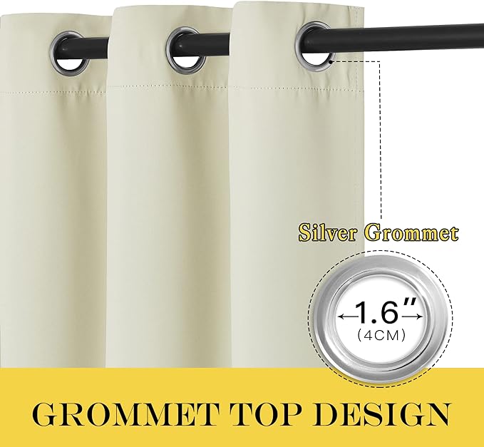 NICETOWN Blackout Patio Door Curtain Extra Wide and Long, Grommet Solid Room Darkening Window Treatment Thermal Insulated Blind for Living Room/Sliding Door, Beige, 1 Panel, W100 x L120
