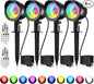 MEIKEE 15W RGB Color Changing Landscape Lighting 120V LED Landscape Lights with 4.9ft Cable IP66 Waterproof Outdoor Spot Lights for Garden Path Decoration (4 Pack)