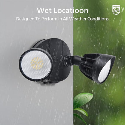 Philips Dusk to Dawn 44W 3500LM LED Security Flood Lights Outdoor, 5000K Daylight, Wet Location, Dual Adjustable Heads Aluminum Wall Light for Yard Garage Porch