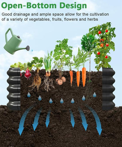 4.3x3.0x1.0ft Raised Garden Bed Kit, Rustproof PP Material Garden Box, Flower Bed with Tool-Free Assembly Design, Rectangular Planter Boxes for Outdoor Vegetables Flower Fruit Herb, Black