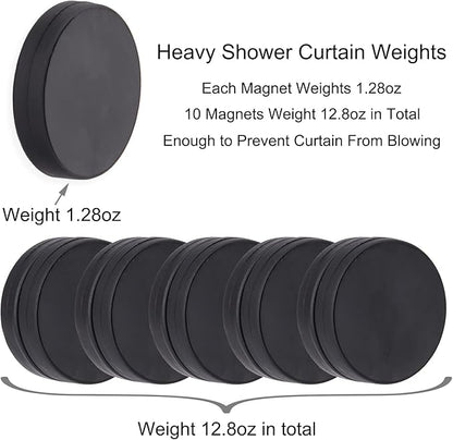 Magnetic Shower Curtain Weights, Rubber Covered Heavy Duty Weights, Prevent Curtain Liner from Blowing Around, Work for Drapery, Tablecloth, Flag, Outdoor Curtain 6 Pairs(Pack of 12)