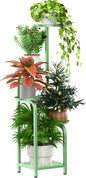 TOSKING 5 Tier Tall Plant Stand Indoor Outdoor, Heavy Duty Corner Shelf for Plants & Decor, Space Saving 3.9FT Metal Flower Pot Stand for Balcony, Garden, Living Room, Patio( Sage Green, 5Tier SQ Base)