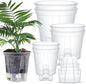 Self Watering Pots for Indoor Plants with Deep Reservoir and High Drainage Holes for Outdoor Plants and Flowers, Bare Root Planter(4.72'', 5.91'', 7.09'',Clear,6 Pcs)