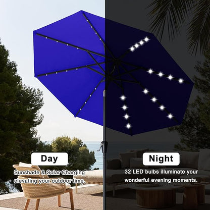 ABCCANOPY Solar Led Patio Umbrellas with 32LED Lights 11FT (Blue)