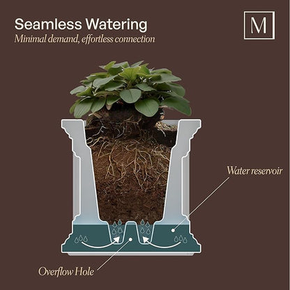Mayne Fairview 3ft Durable Self Watering Window Box Planter with Wall Mount Brackets, UV & Weather Resistant, Double Wall Design, New England Architecture for Outdoor Décor, Black