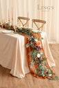 Artificial Flower Garland, 6 Ft Eucalyptus Willow Leaf, Terracotta Orange