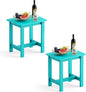 LUE BONA Outdoor Side Table Set of 2, HDPS Small Outdoor Table, Adirondack Side Table, Outside End Table for Patio, Deck, Pool, Weather Resistant/Easy Maintenance, Aruba Blue