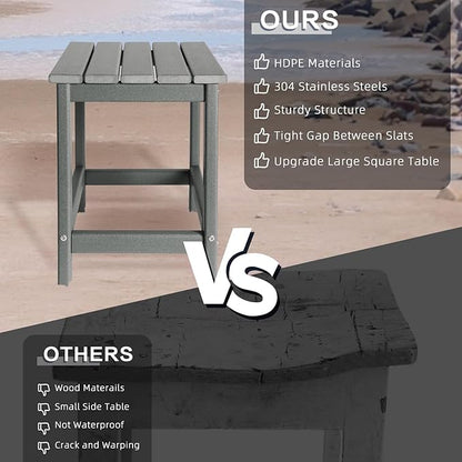 Outdoor Side Tables Adirondack, HDPE Small Table for Patio,Outside End Table for Porch, Deck, Pool, Weather Resistant/Easy Maintenance