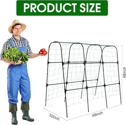 Garden Arch Trellis for Climbing Plants Outdoor, 50x48 inch Cucumber Trellis Raised Bed, Rustproof Metal Climbing Plant Support Vegetable Vine Flower Fruits, with Netting, Lightweight, Black