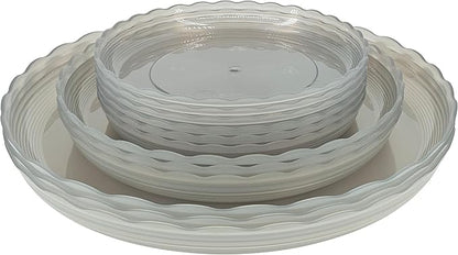 12Pcs Clear Plant Saucer, 6 8 10 Inch Durable Plastic Plant Tray, Round Plant Pot Saucers, Drip Tray for Indoor and Outdoor Garden, Grey