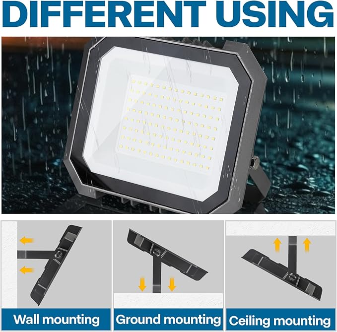 2 Pack LED Flood Lights Outdoor, 150W 15000LM Super Bright Floodlight Outside Work Light with 5.9FT Plug, IP65 Waterproof 6000K Outdoor LED Flood Light for Garage, Yard, Lawn, Garden