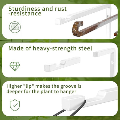 Plant Hangers Outdoor Indoor, 4 Pack 8" Plant Hooks for Hanging Bird Feeder Flower Basket Wind Chime Solar Lantern, Wall-Mounted Decorative Hook, Heavy Duty Rust-proof Steel Bracket for Hanging Plants