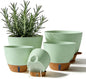 7/6.5/6/5.5/5 Inch Self Watering Pots, Plastic Flower Pots with Multi Mesh Drainage Holes and Deep Reservoir for Indoor Outdoor Garden Plants and Flowers (Green, 5/5.5/6/6.5/7)