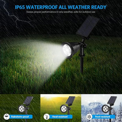 AMIR Solar Spotlights Outdoor Upgraded, Waterproof 1 Pack Security Landscape Lights 4 LED, Adjustable Solar Garden Light with Auto On/Off for Yard Driveway Pathway Pool Patio (White)