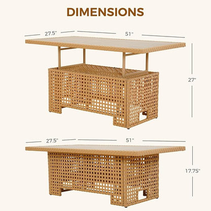 Grand patio 13-Piece Wicker Patio Furniture Set with Lift Top Coffee Storage Table, Outdoor Conversation Set Sectional Sofa with Water Resistant Thick Cushions, Cream