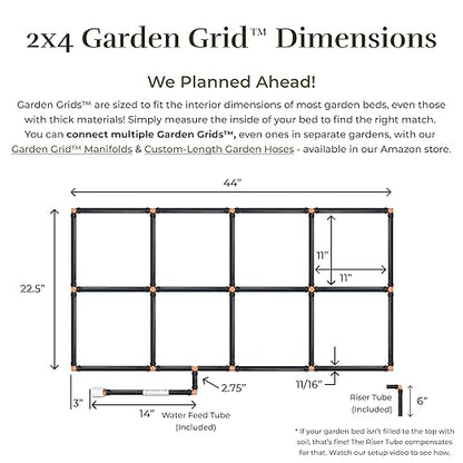 The Garden Grid | Drip Irrigation System for Garden Beds - But Better | Pre-Assembled, Waters Every Plant, 1-Minute Setup, Lasts 5-10x Longer Than Drip | USA-Made Quality | Size: 2x4 - Dims 22.5"x44"