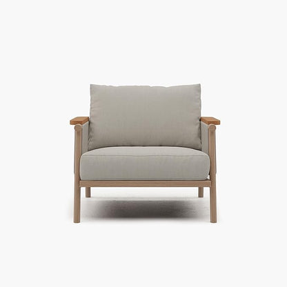 Acanva Modern All-Weather Aluminum Outdoor Patio Sofa with Thick Cushions, Olefin Fabric Sunroom Backyard Furniture, Light Khaki, Armchair