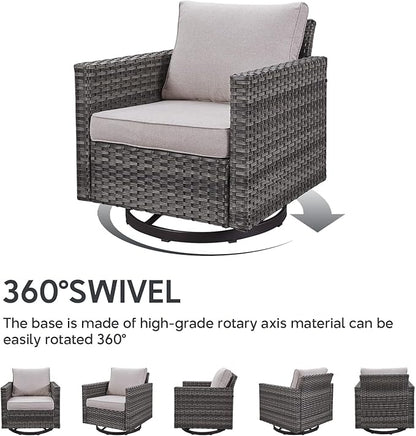 Belord Patio Sectional Furniture Set with Coffee Table: 8 Pieces Wicker Patio Conversation Set with L Shaped Sofa, Outdoor Swivel Glider Rocker, Rattan Ottomans, Removable