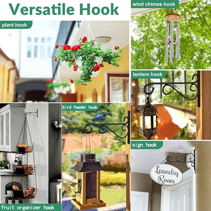12 Inch Hanging Plant Bracket, Thick Solid Steel Wall Mount Bracket for Heavy Duty Decorations, Rust-Resistant Plant Hanger Hook for Planters, Wreaths, Fruit baskets, Wind Spinners, Lights, Lanterns