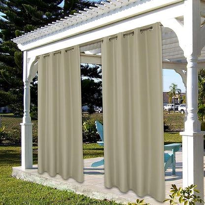 BONZER Waterproof Indoor/Outdoor Curtains for Patio Thick Privacy Grommet Curtains for Bedroom, Living Room, Porch, Pergola, Cabana, 1 Panel, 54W x 95L inch, Taupe