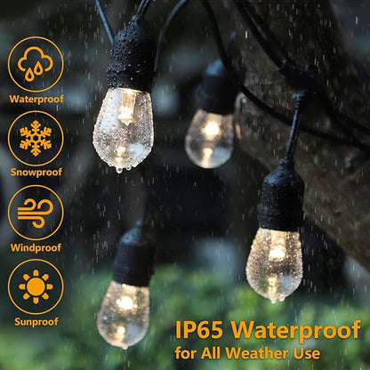 Mlambert 144Ft(3x48ft) 3-Color in 1 48Ft Remote LED Dimmable Outdoor String Lights, Plug-in 2700K/4000K/5000K Waterproof Light for Patio Backyard