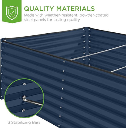 Best Choice Products 8x4x2ft Outdoor Metal Raised Garden Bed, Deep Root Planter Box for Vegetables, Herbs & Flowers, 478-Gallon Capacity, 100% Non Toxic Materials - Navy