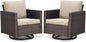 Belord Wicker Chairs Outdoor Bistro Set Oversize Patio Swivel Rocker, Rattan Outdoor Seating Set of 2 Swivel Glider Chairs Wicker Furniture for Porch Deck Backyard with Water-Resistant