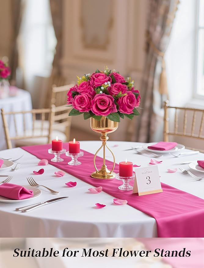 Artificial Flower Balls, Hot Pink Silk Roses, 10 Pack