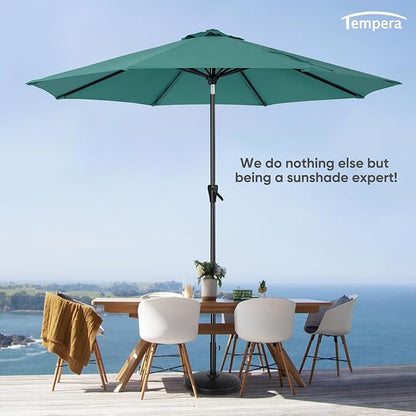 Tempera Patio Market Outdoor Table Umbrella with Auto Tilt and Crank, Large Sun Umbrella with Sturdy Pole & Fade Resistant Canopy, Easy to Set