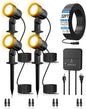 ZZXX All-in-One LED Landscape Lighting Kit, 4-Pack Low Voltage Landscape Lights with Transformer 32FT Wire and Connectors, 2700K Waterproof Outside Spotlights for Yard Garden Tree Pathway House