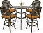 VIVIJASON 5-Piece Bar Height Patio Dining Set, Rust-Free Cast Aluminum Outdoor Table and Chairs Set with 4 Swivel Bar Stools, Cushions & 35.4" High Bar Table w/Umbrella Hole for Deck, Lawn, Garden
