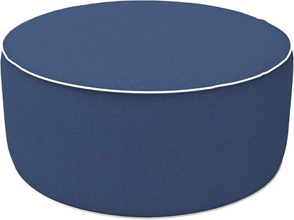 LVTXIII Inflatable Stool Ottoman Footrest with Handle, All Weather Footrest Seat, Indoor or Outdoor Pouf for Home Patio Garden and Camping Use, D31 xH14, Large Round, Navy Textured