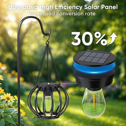 Solar Lanterns Lights Waterproof: 4 Pack Metal Hanging Outdoor Lights for Garden Yard Patio - Warm LED Tabletop Pathway Tree Decor - Birthday Spring Gifts for Women Mom 2026