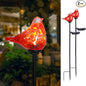 Bshine Solar Garden Decoration Outdoor Red Bird Lights, 2PCS Hand Blown Glass Waterproof Solar Light Stake Decorate Paths, Pathways, Lawns and Yards Art for Mom